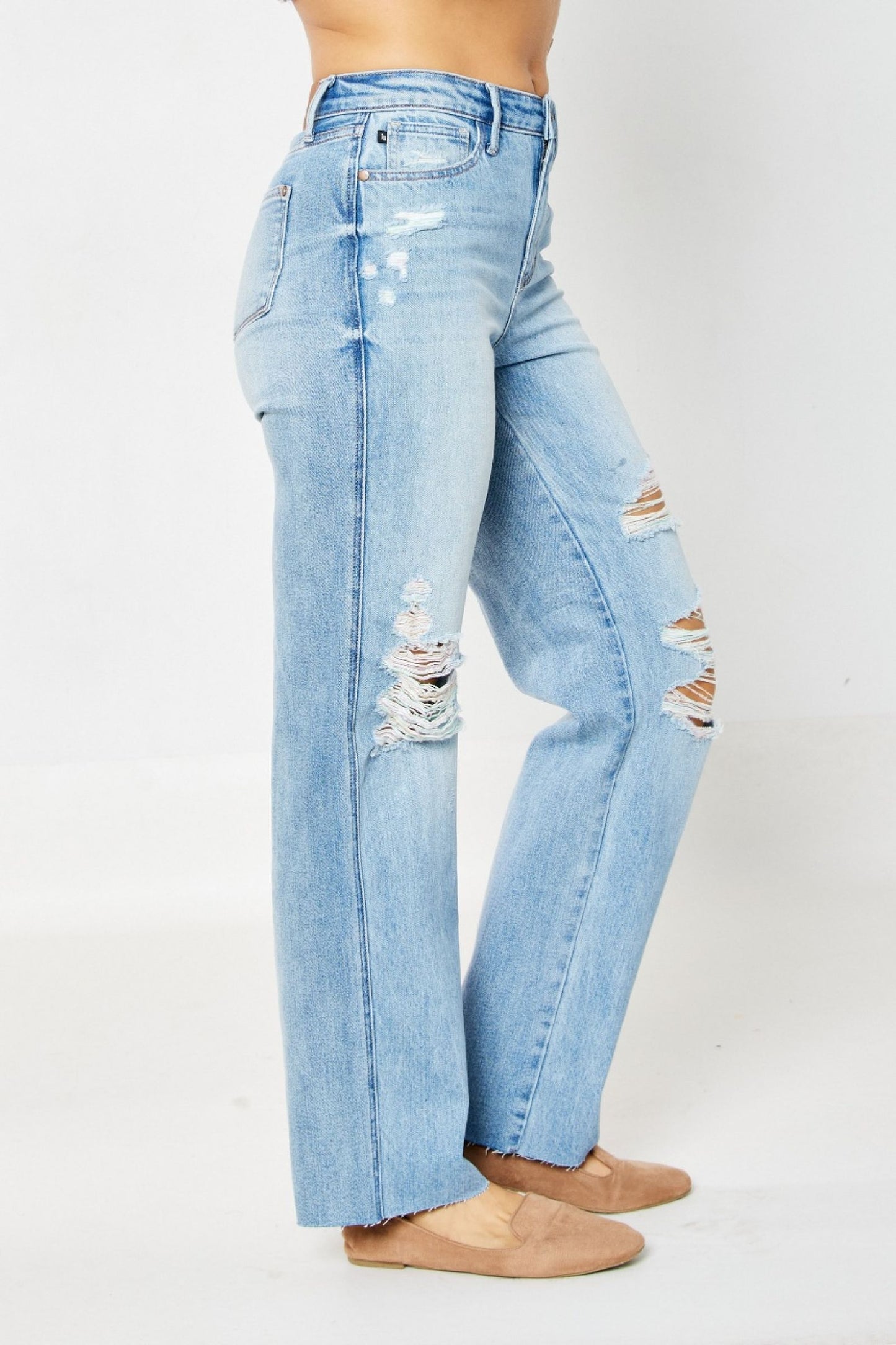 Ramona High Rise Rigid Magic Destroyed Straight Jeans