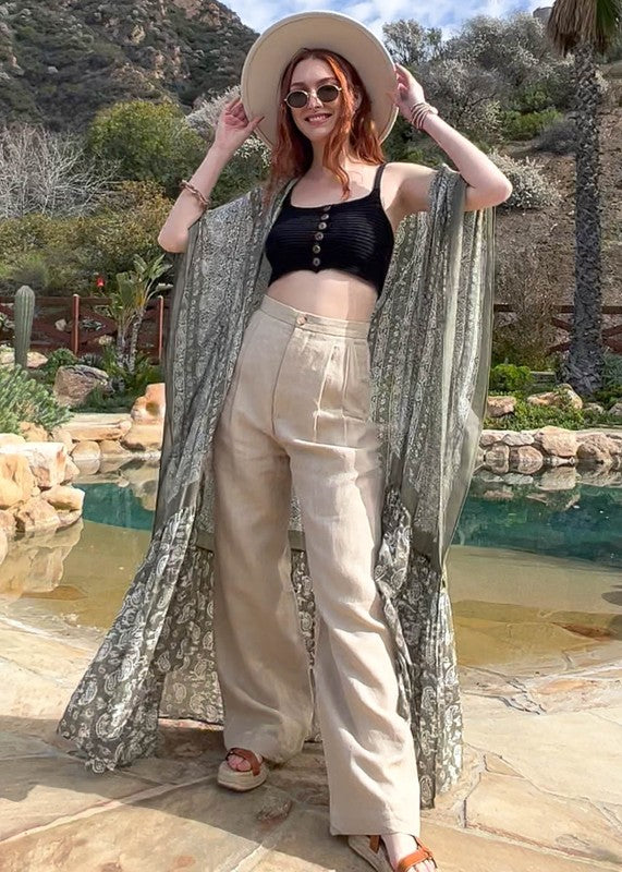 Free Flow Paisley Kimono