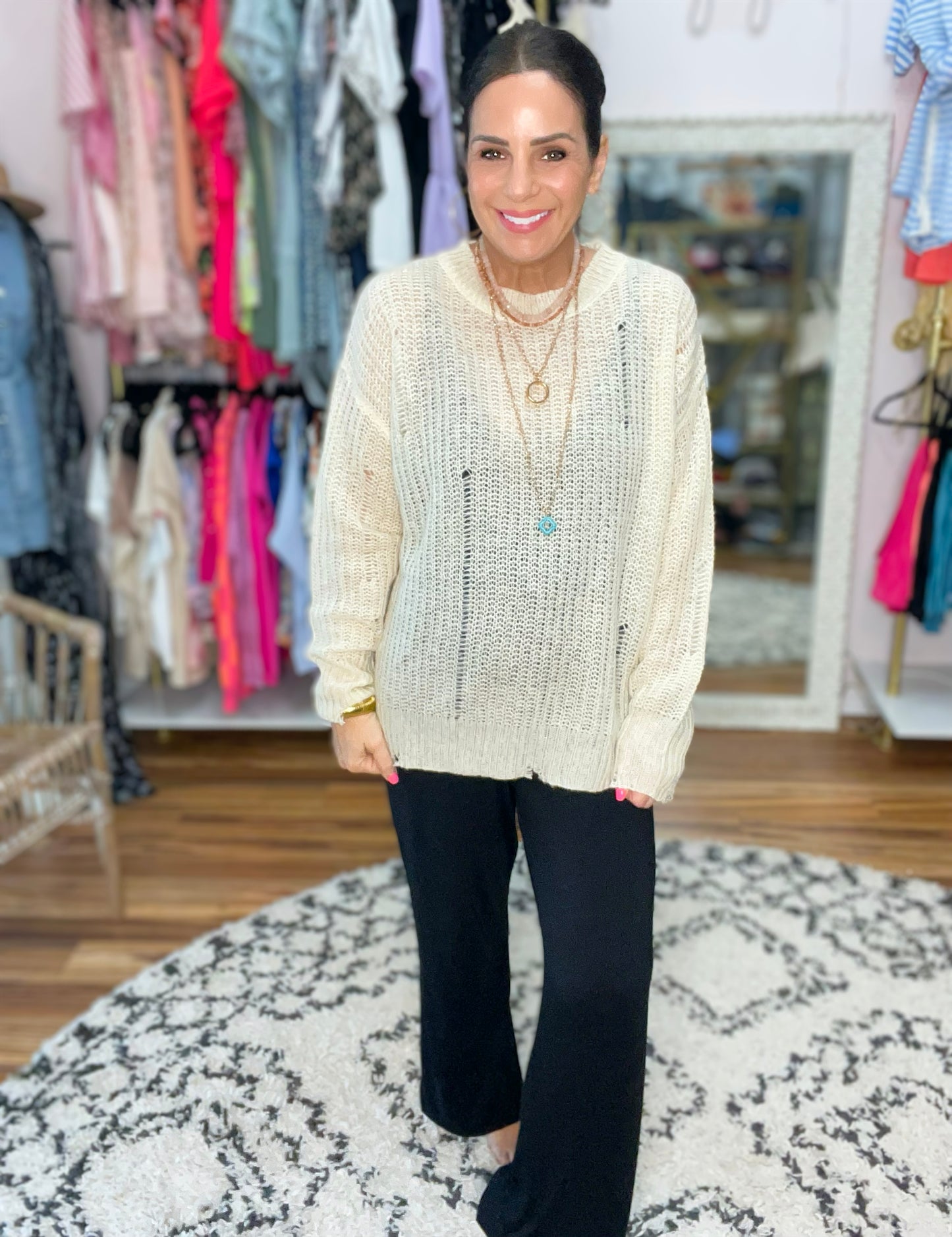 Alara Distressed Knit Sweater