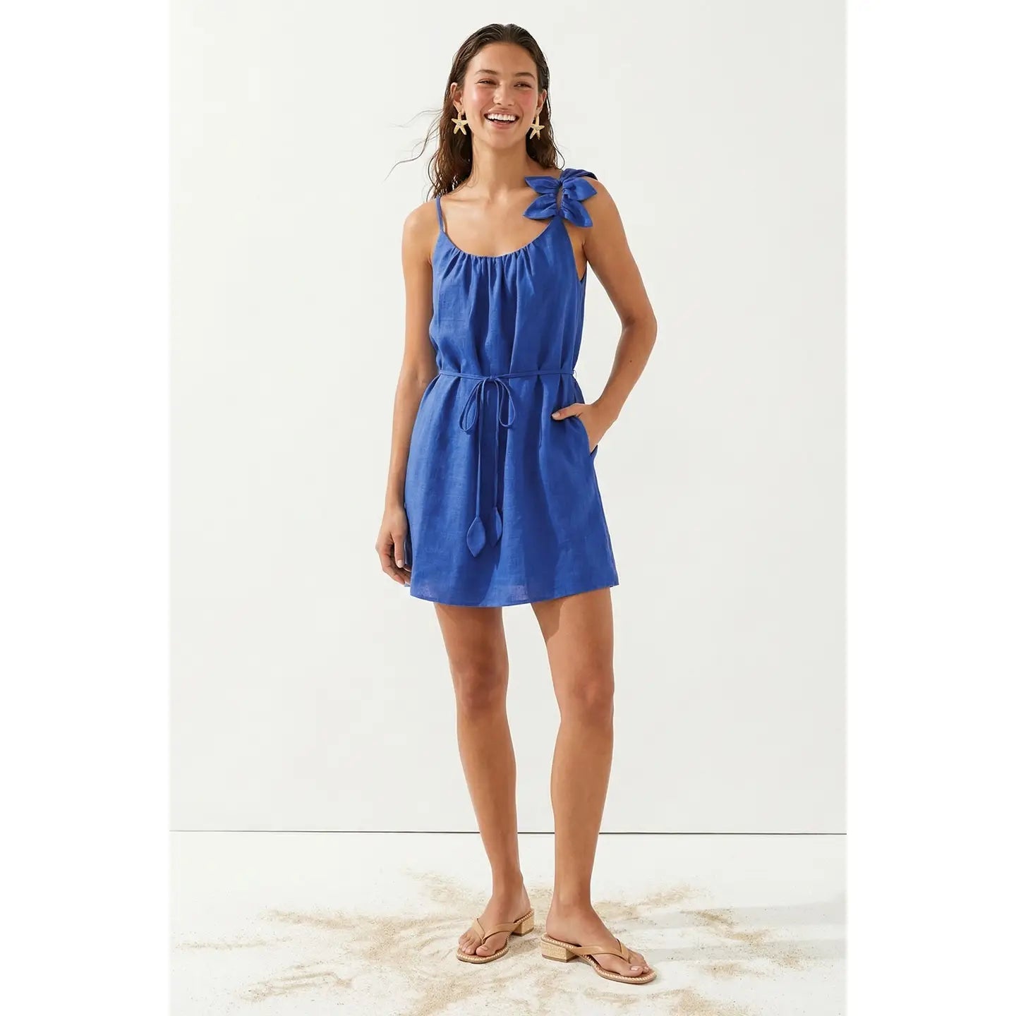 PREORDER - Flower Petal Linen Mini Dress