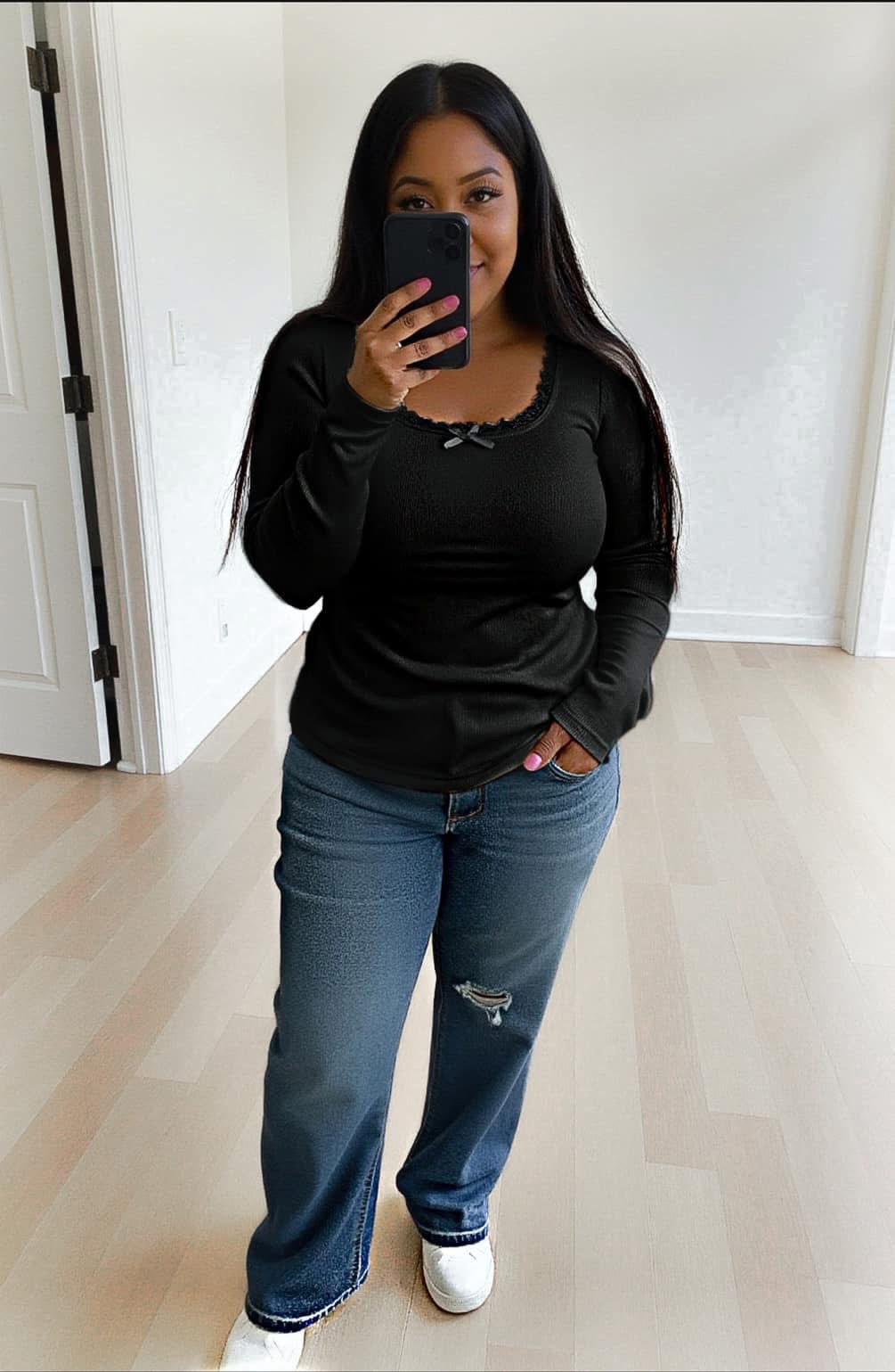 Lana Lace Trim Ribbed Long Sleeve - 3 colors