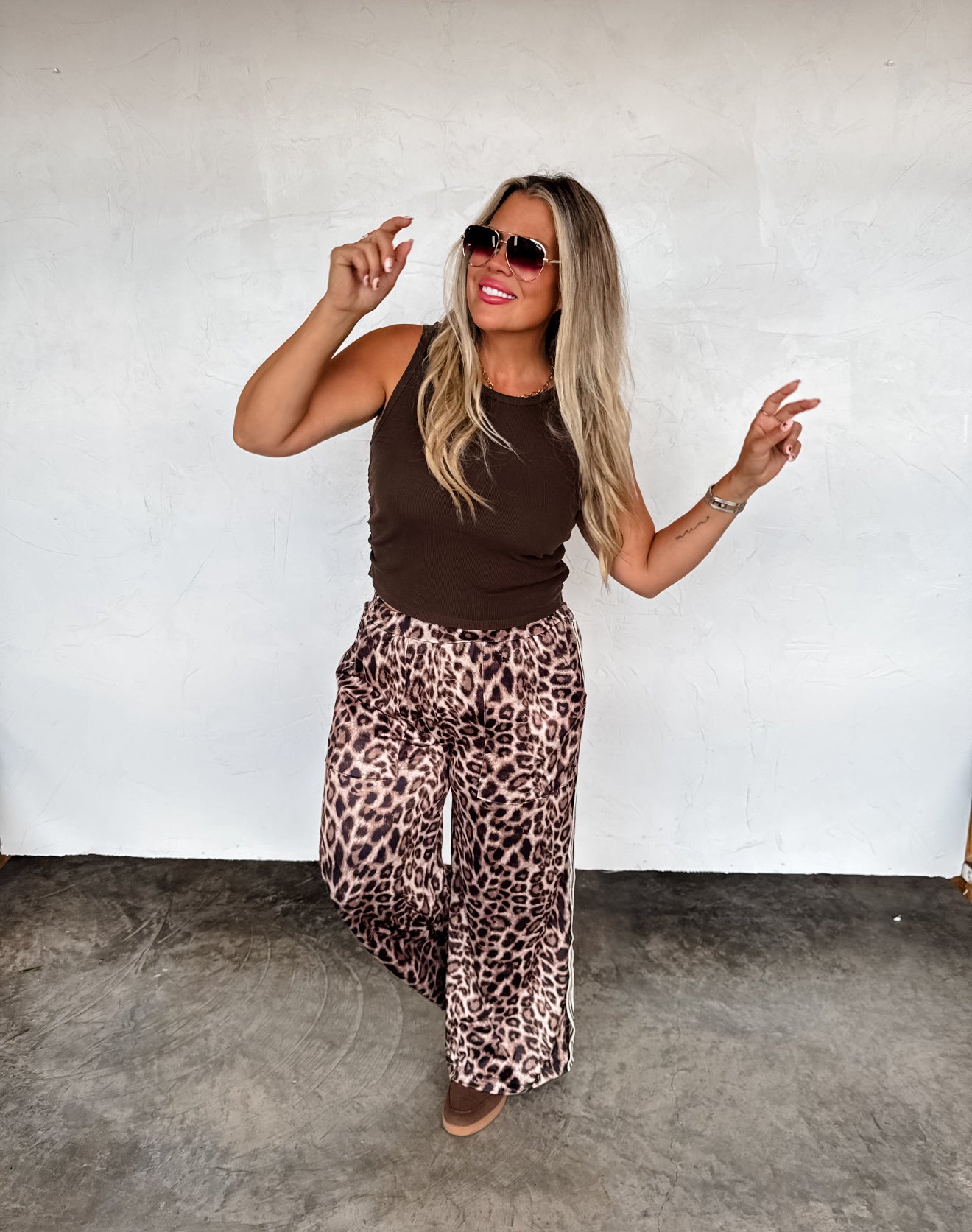 PREORDER - Haddie Silky Cheetah Wide Leg Pants