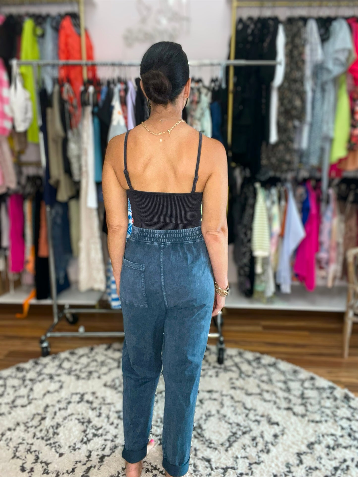 Limber Up Tapered Leg Joggers in Slate Blue