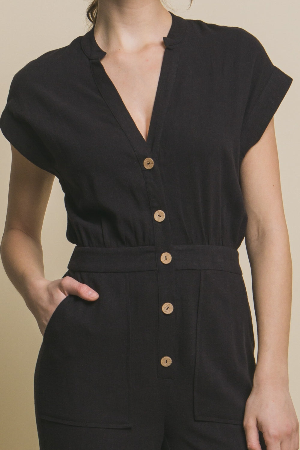 Alyssa Button Up Front Pocket Jumpsuit