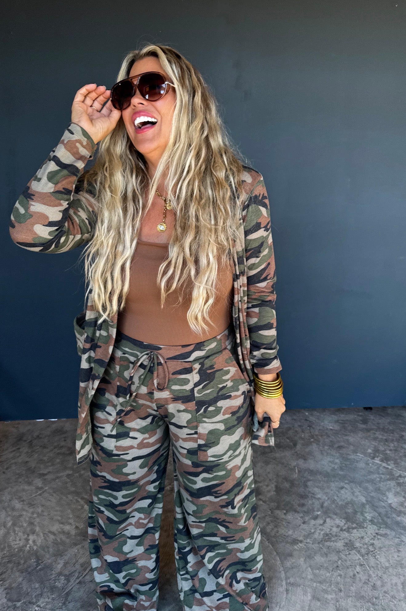 PREORDER - Camo Waffle Reese Cardigan