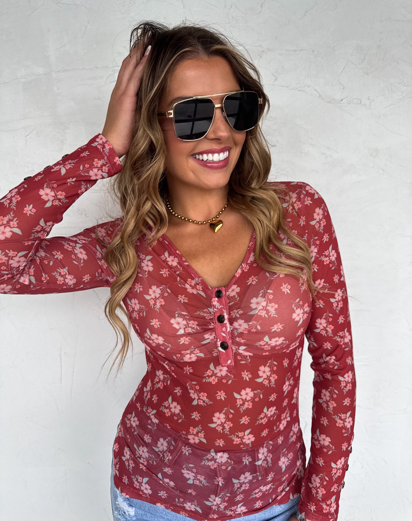 PREORDER - Annie V-Neck Mesh Top - 3 colors