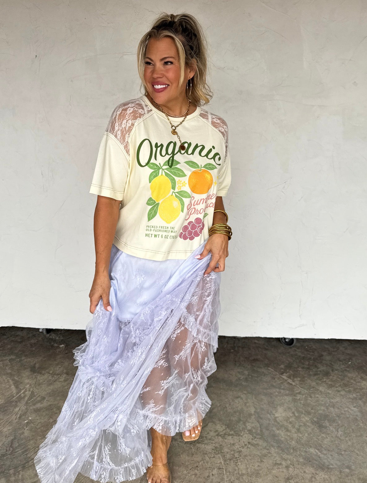 PREORDER - Squeeze the Day Lace Tee