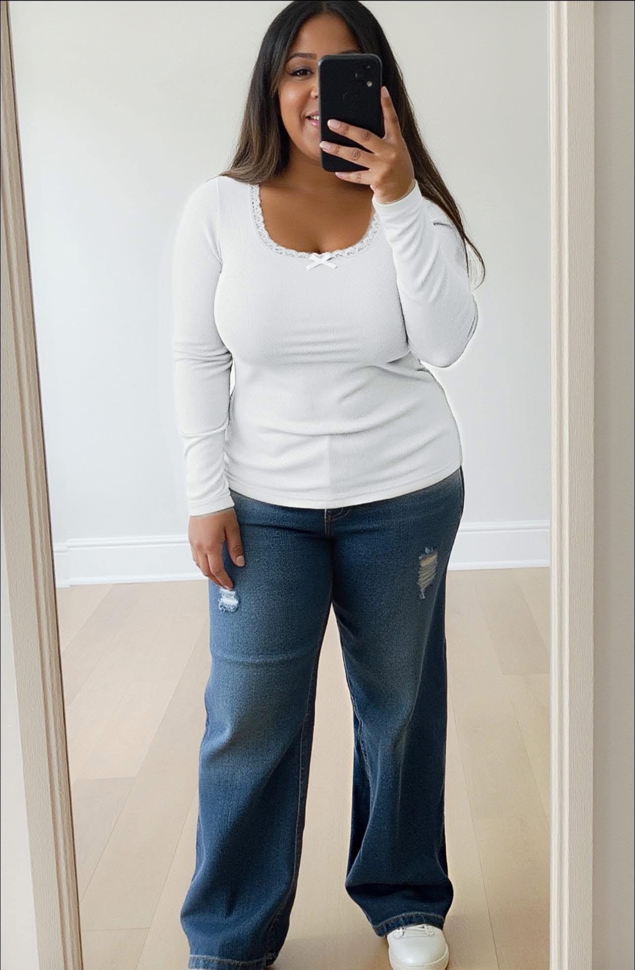 Lana Lace Trim Ribbed Long Sleeve - 3 colors