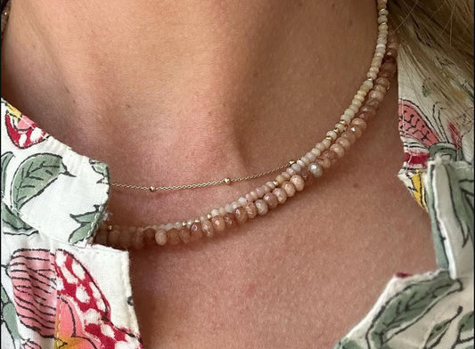 Tan Jade Natural Stone Beaded Necklace