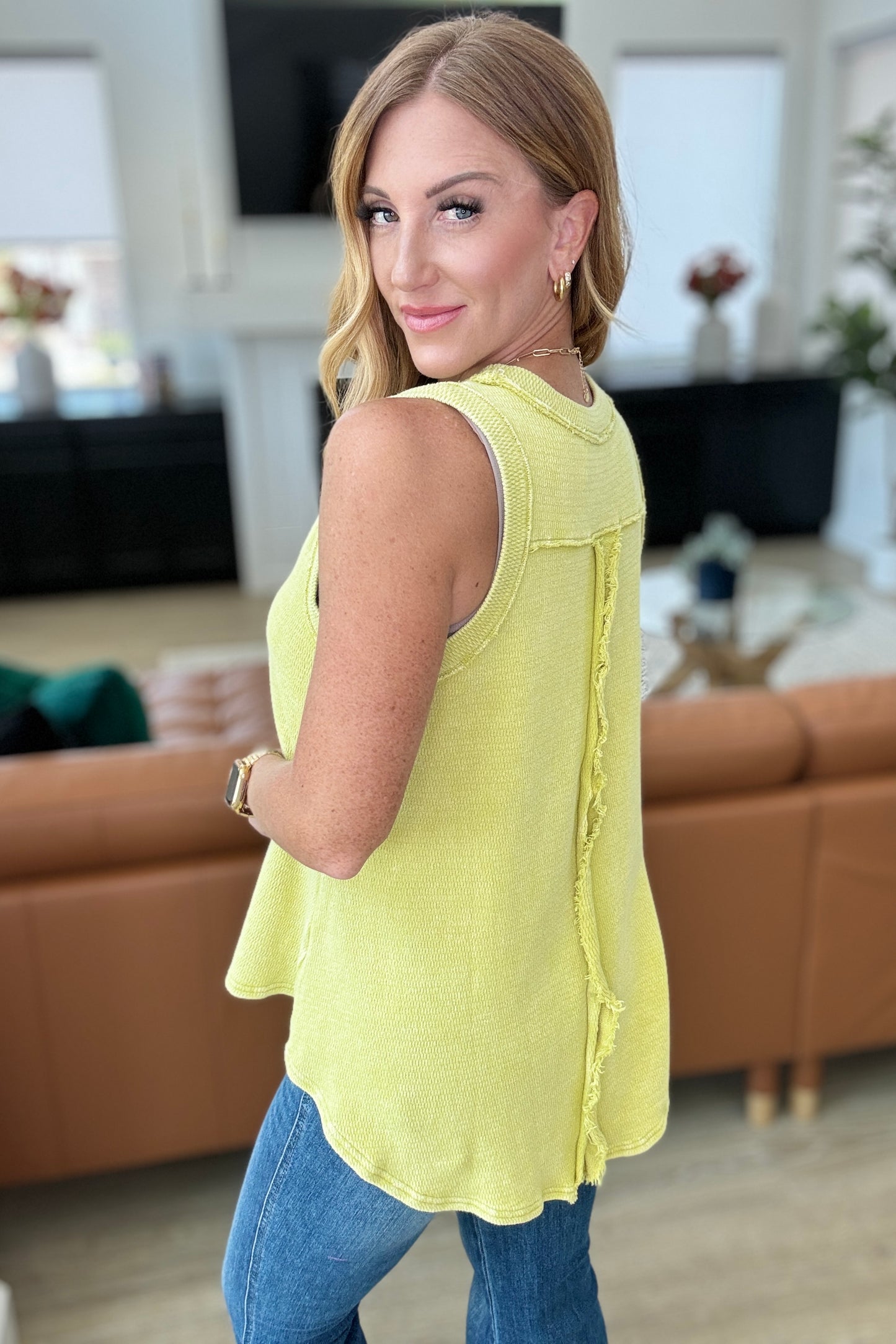 A Few of My Favorite Things Round Neck Tank in Lime