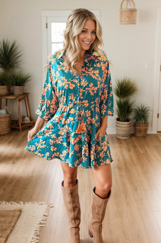 Floral Print Pocket Dress - 2 colors