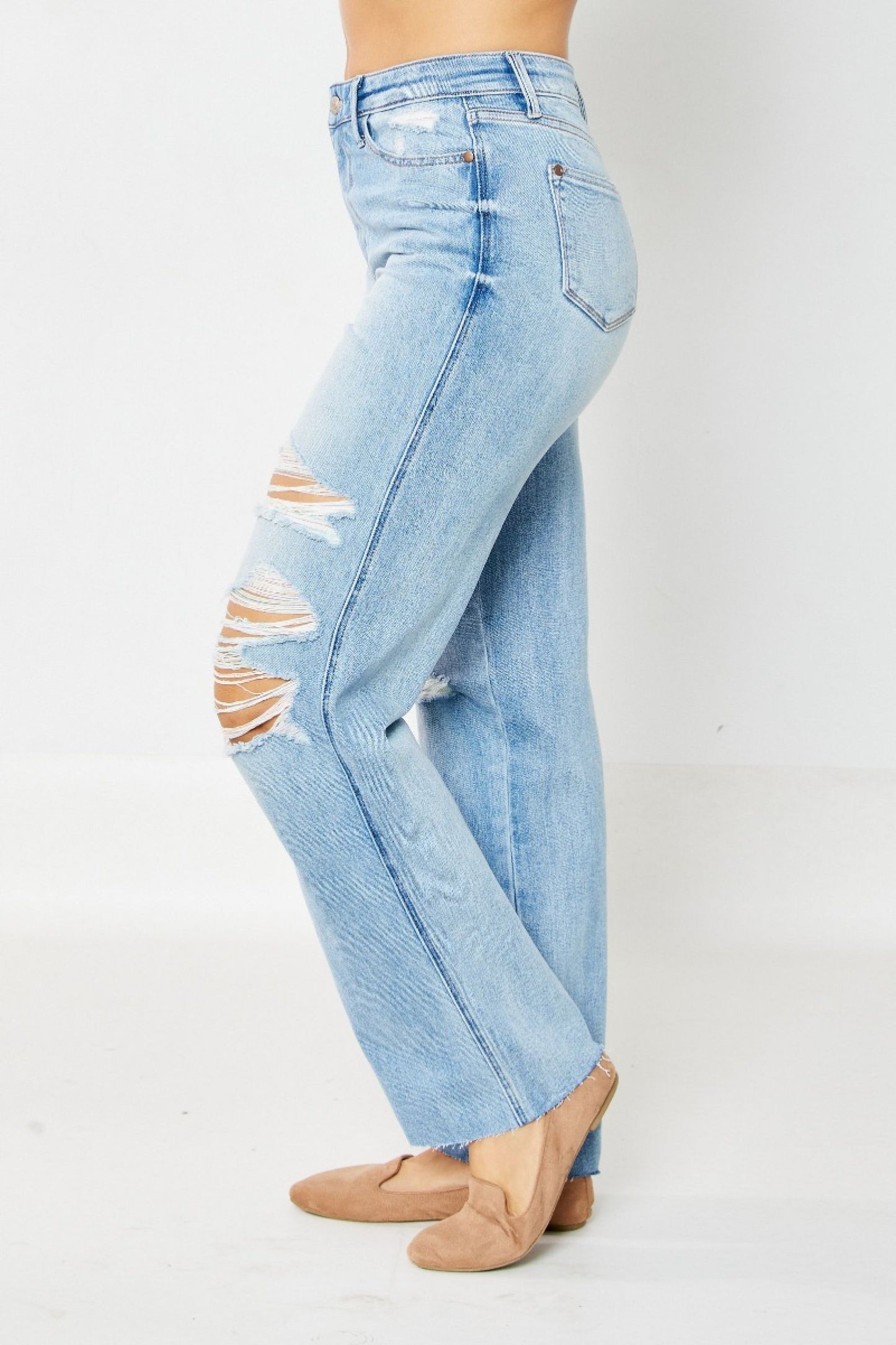 Ramona High Rise Rigid Magic Destroyed Straight Jeans