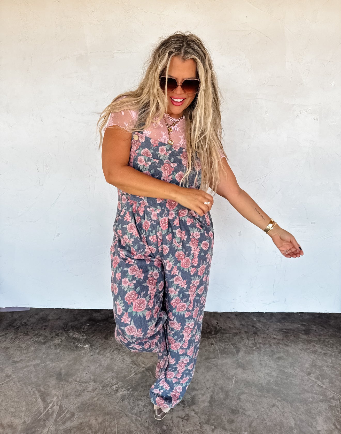 PREORDER - Cassidy Floral Denim Overalls