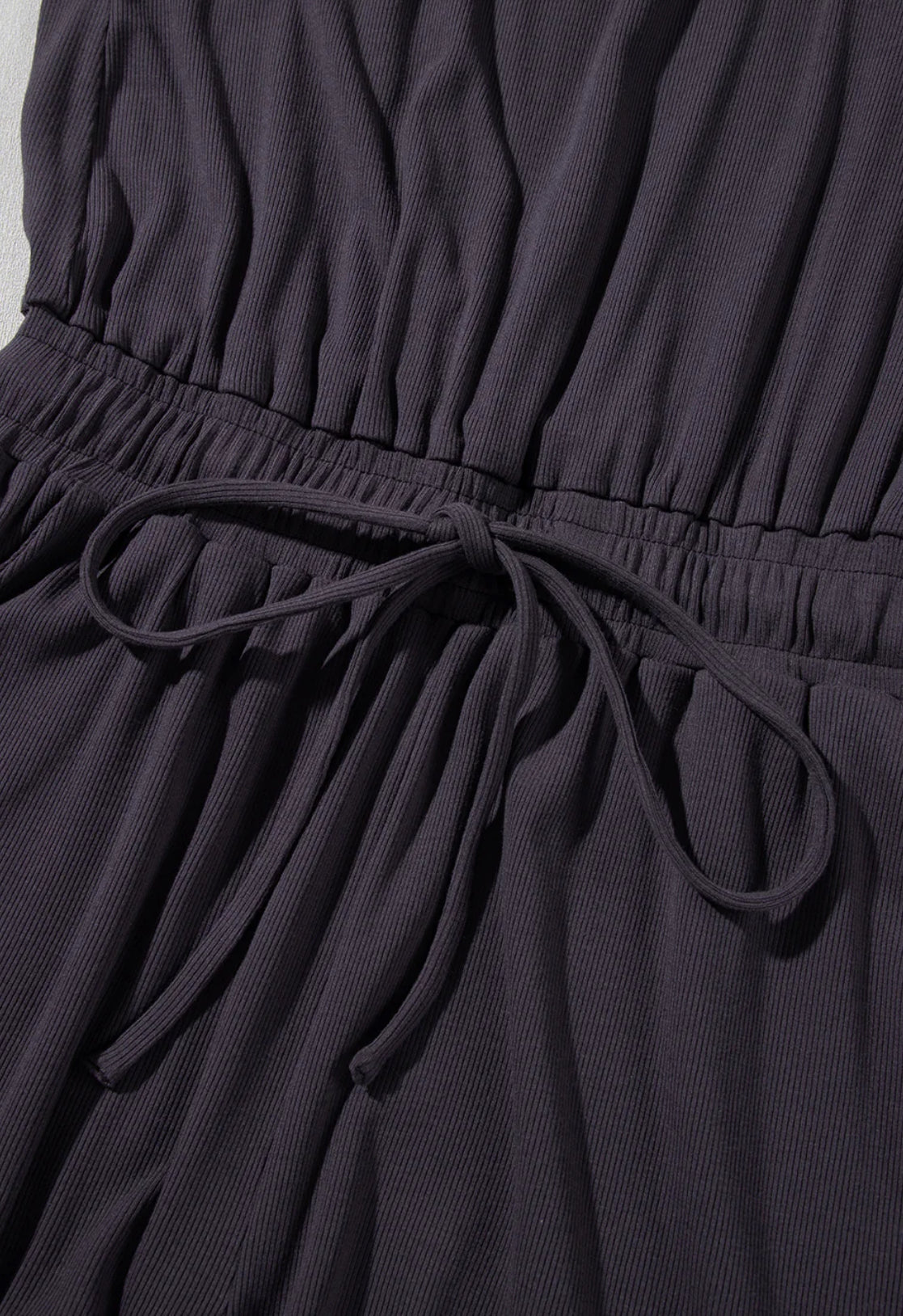 Black Open Back Drawstring Romper