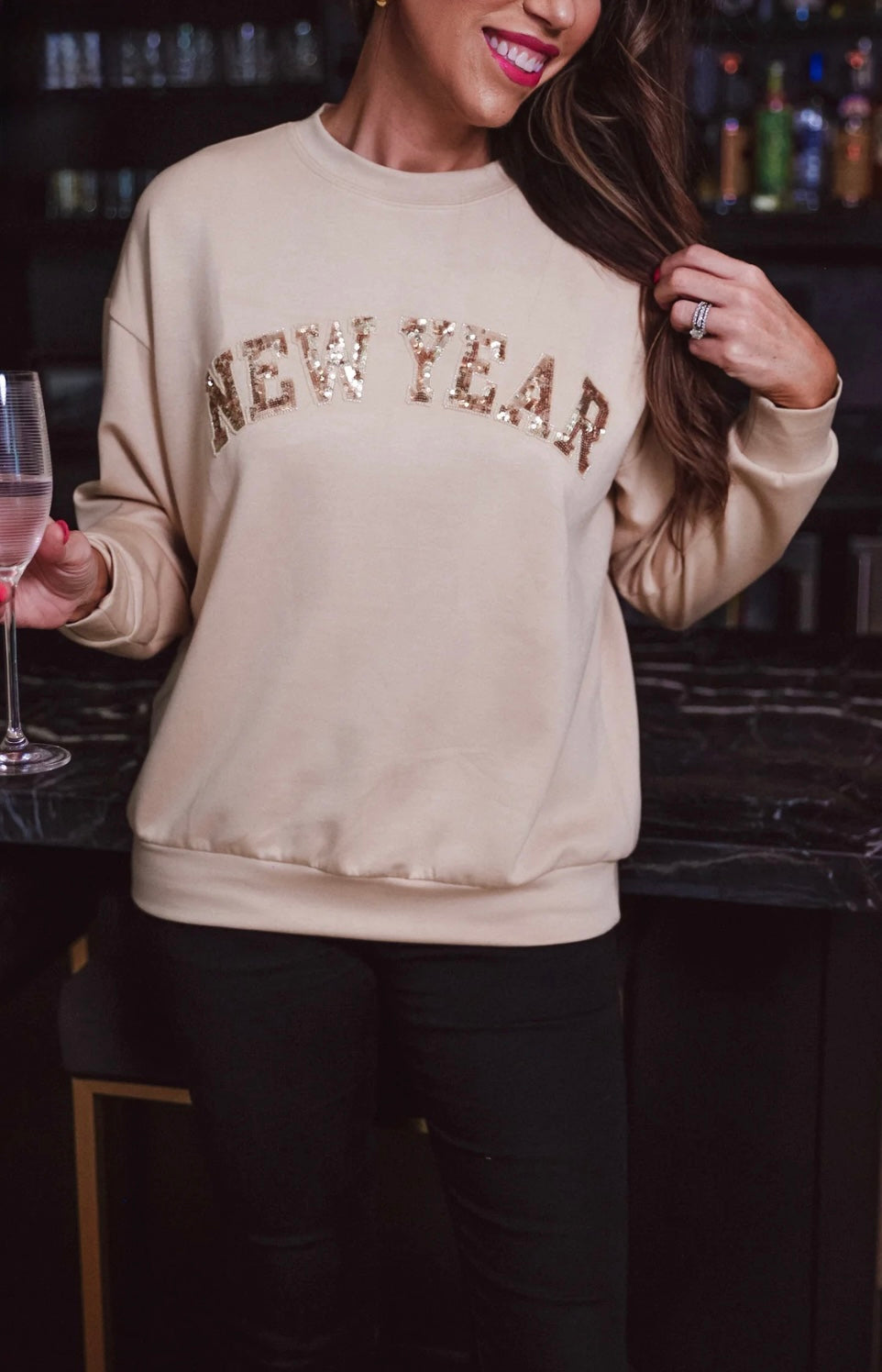 New Year Sequin Beaded Pullover