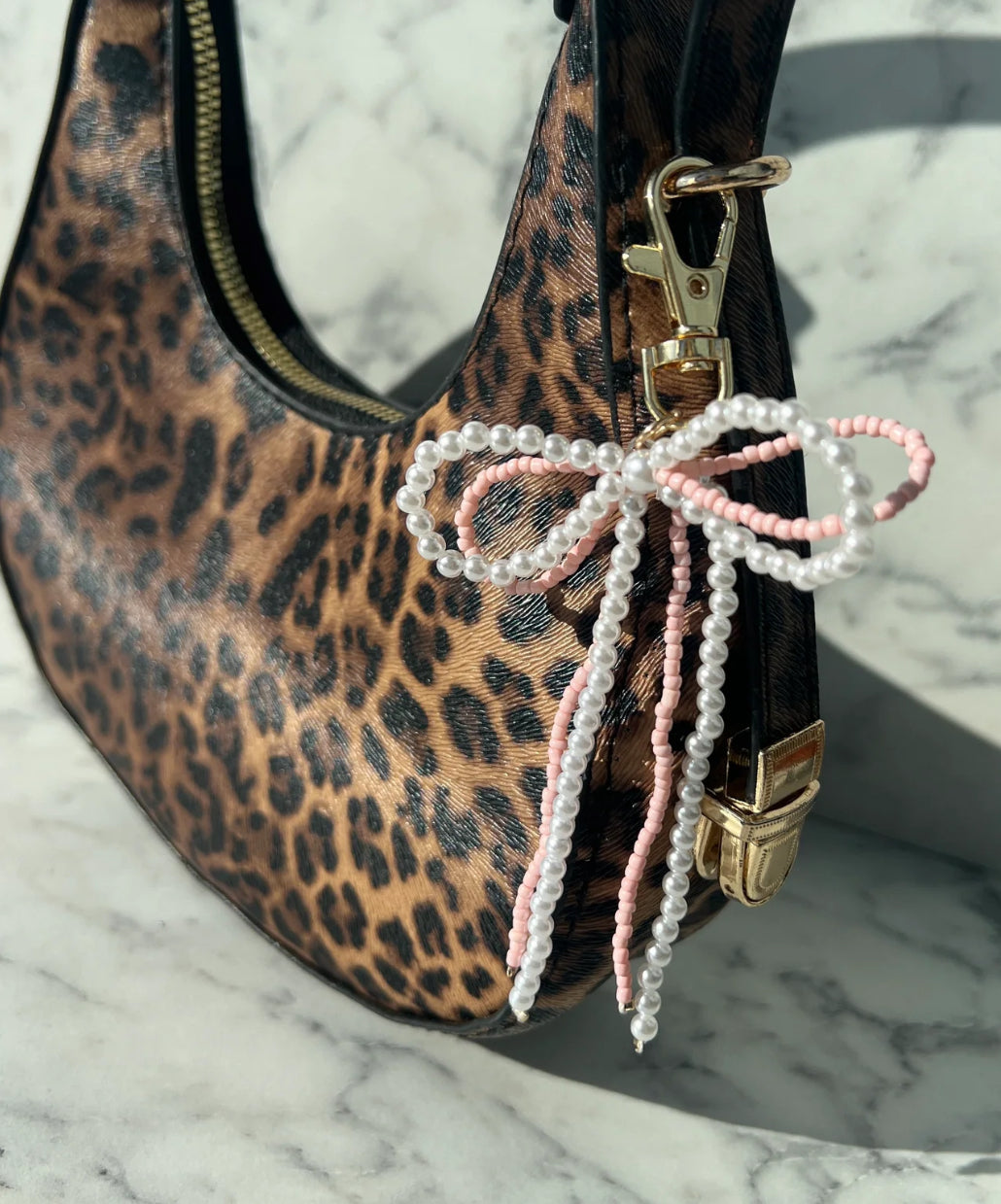 PREORDER - Georgia Pink and Pearl Bow Bag Charm