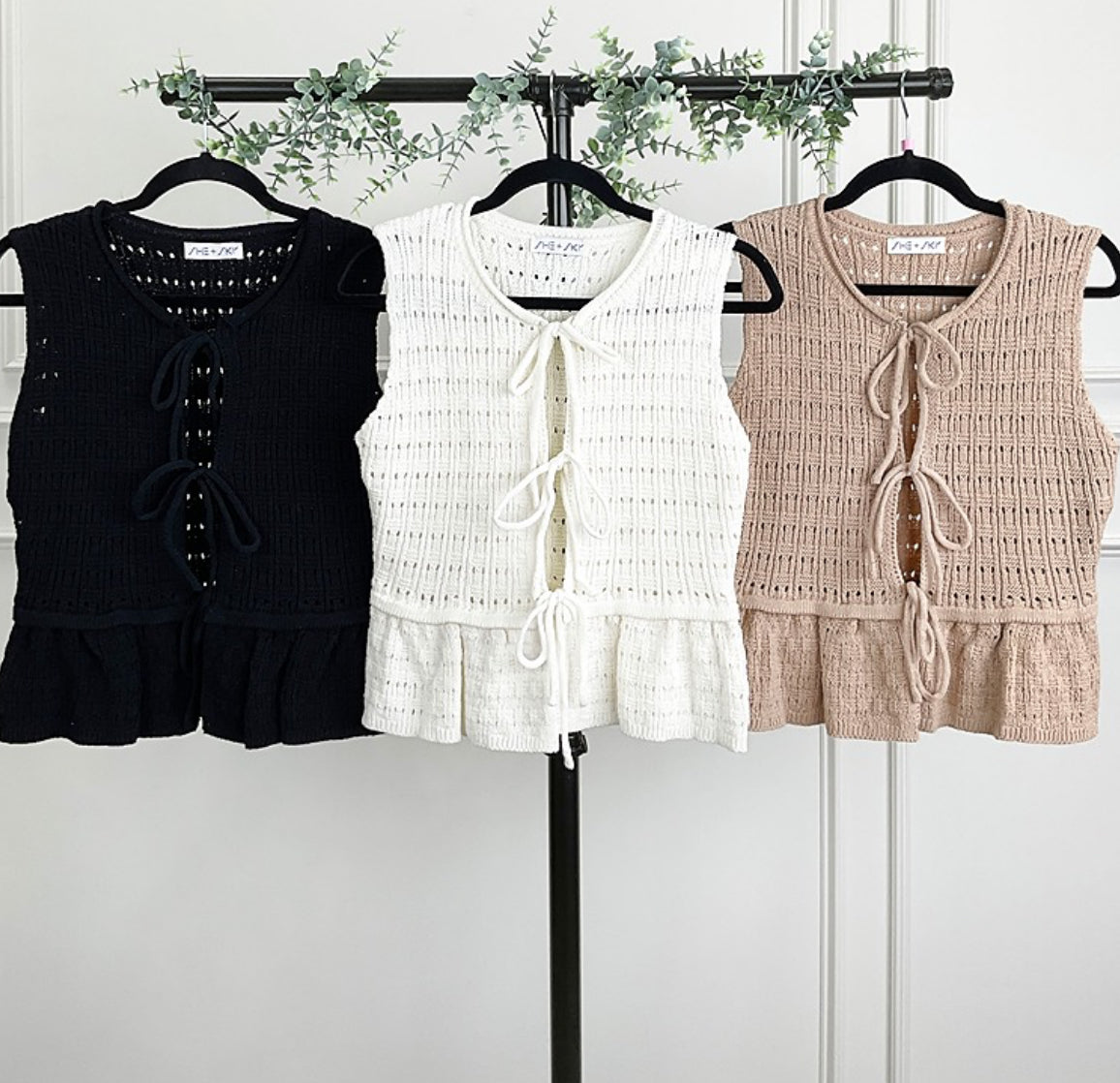Besos Tie Sweater Vest - 3 colors