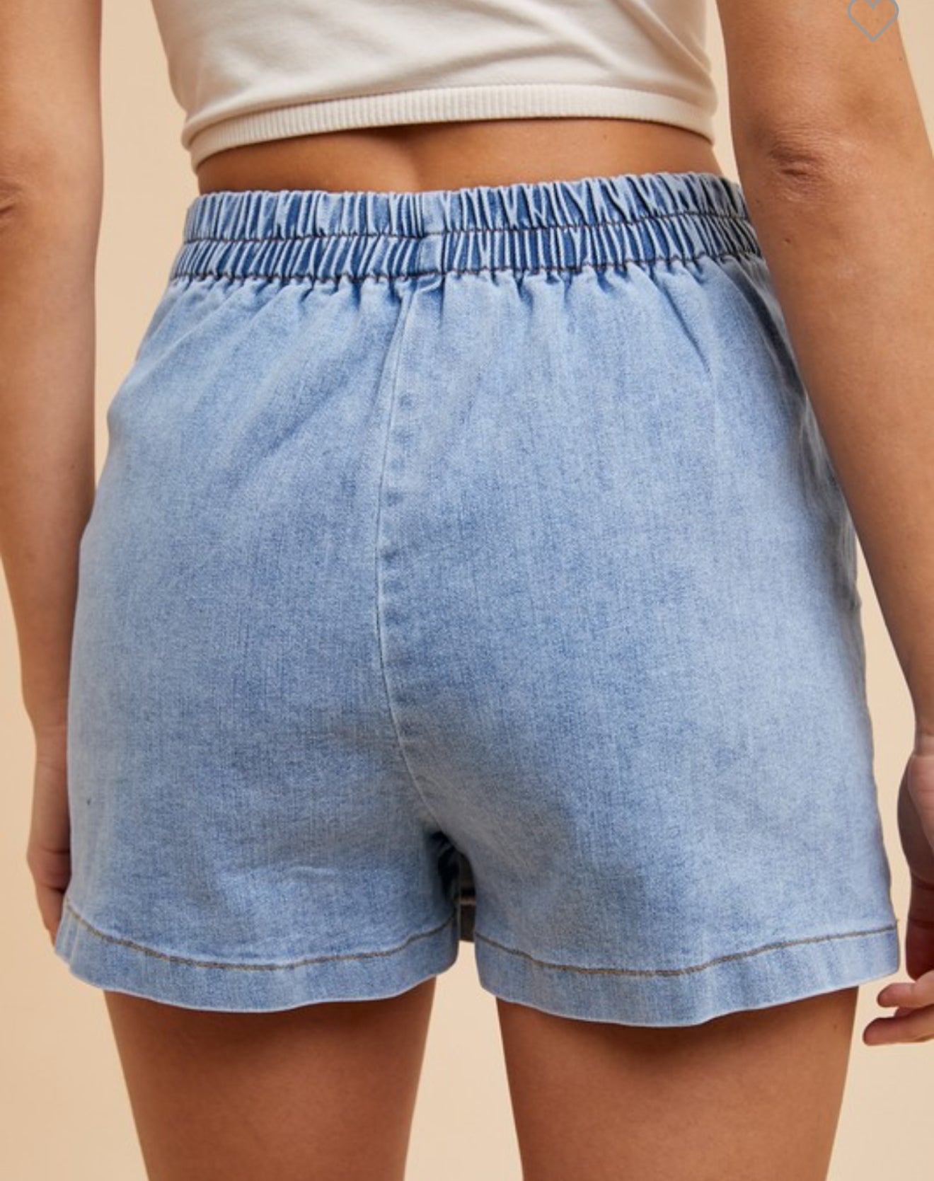 Stud Detail Elastic Waist Denim Skort
