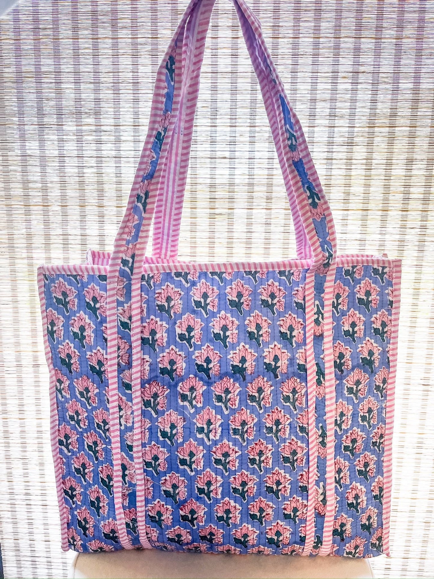 Sybil Blue Patterned Tote Bag