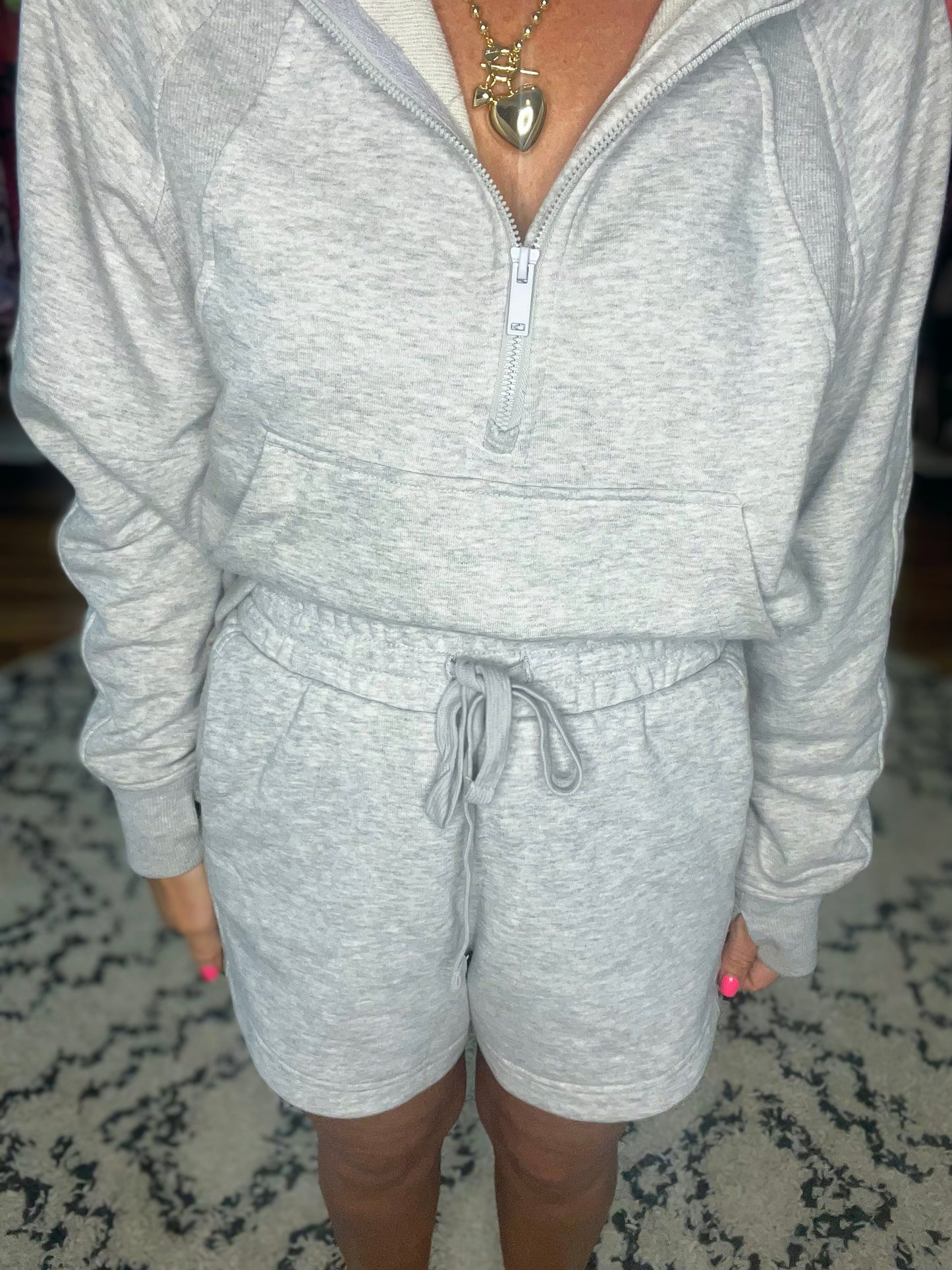 We're Only Getting Better Drawstring Shorts in Grey