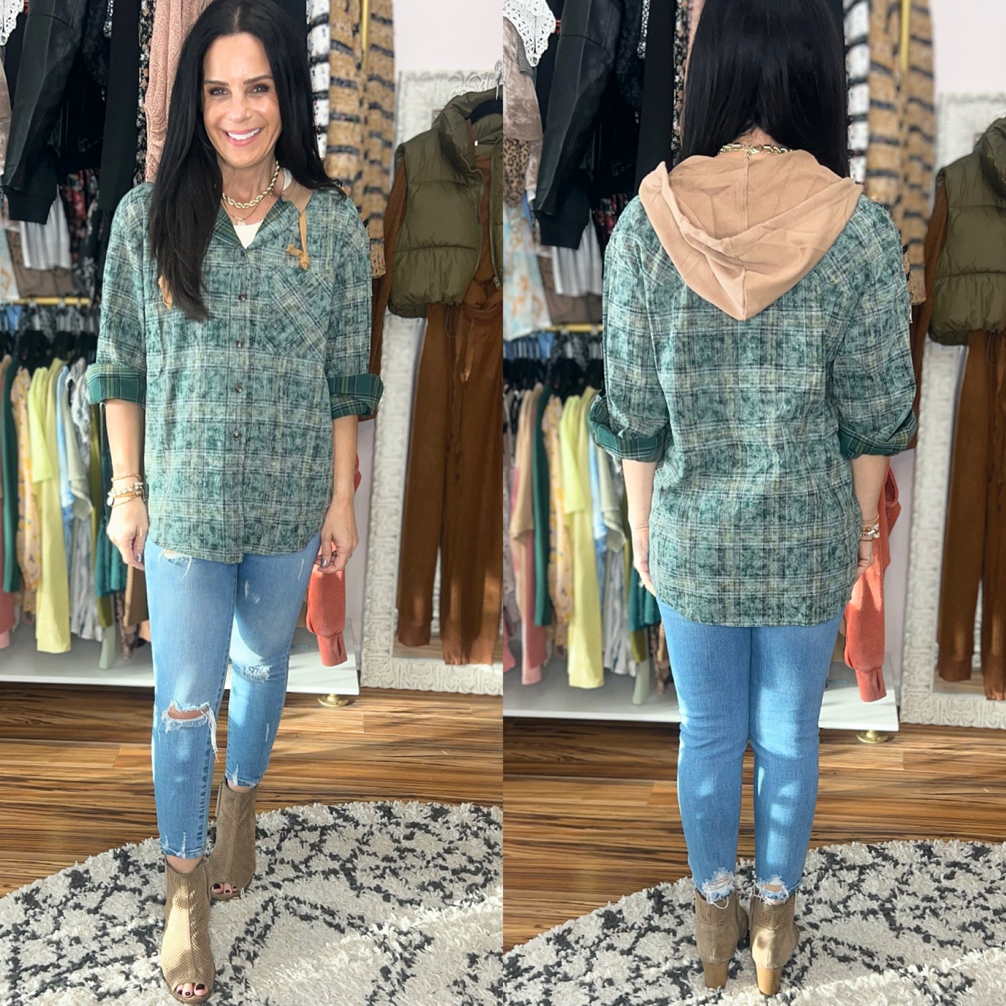 Vivi Plaid Hoodie Top