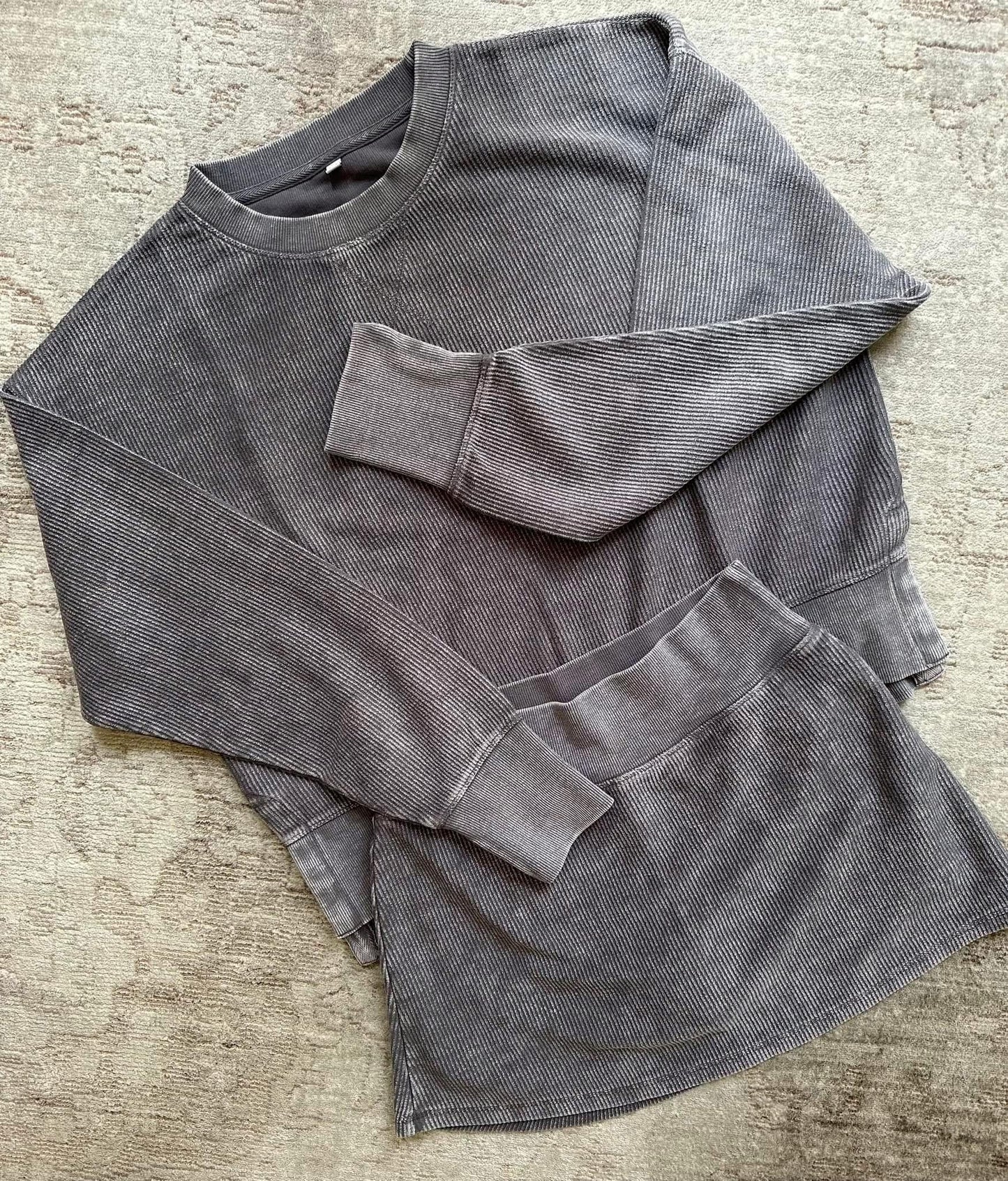 Washed Black Corded Skort