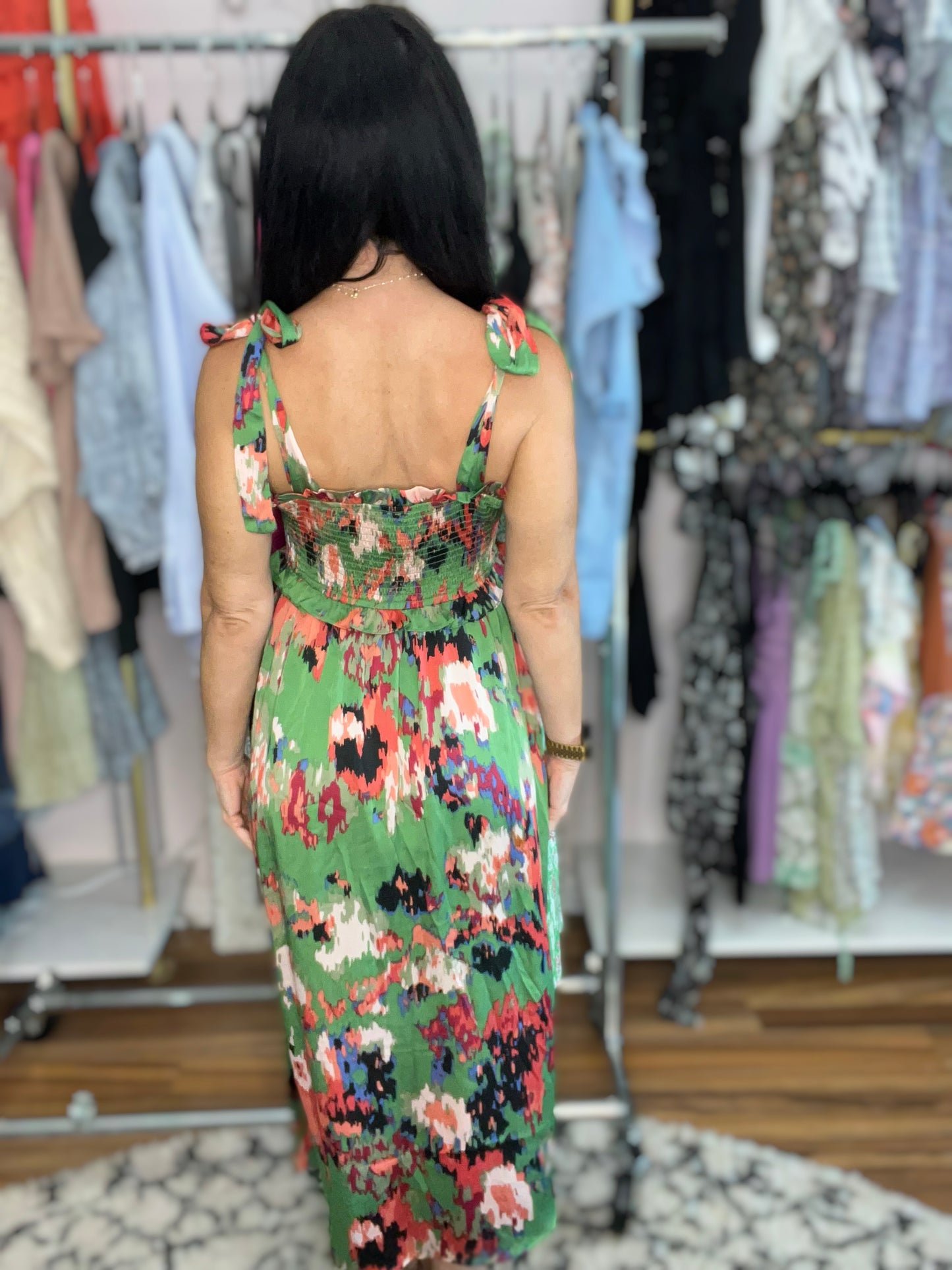 A Little While Longer Dress in Green