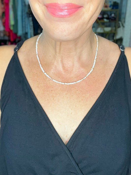 White Jade Natural Stone Beaded Necklace