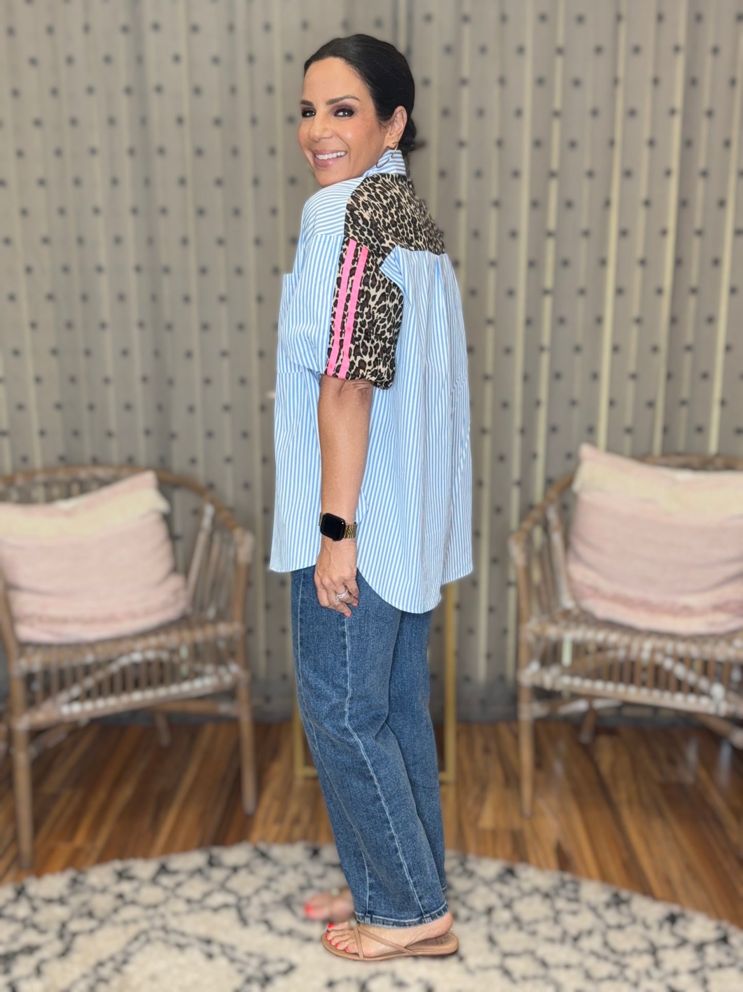 Wild Steak Button-Down Blouse
