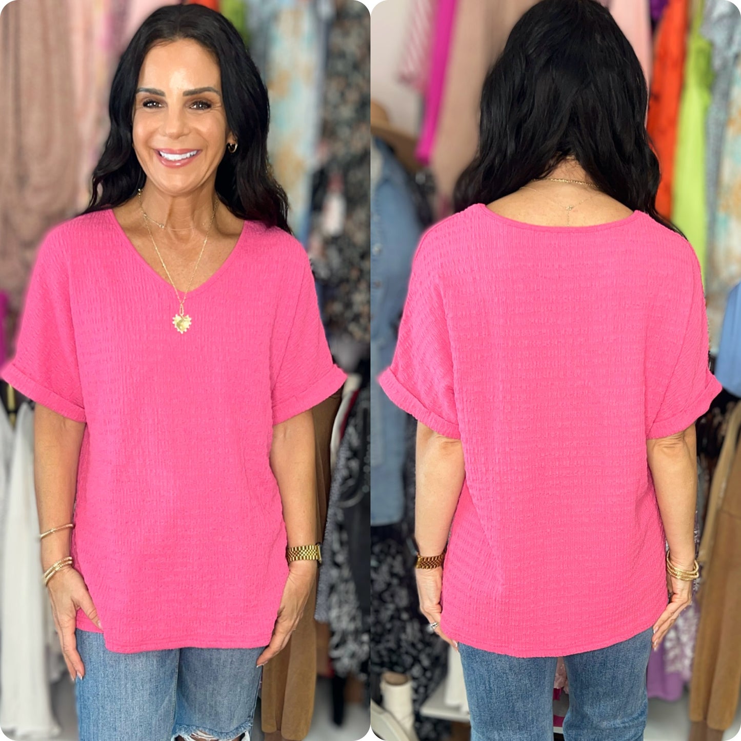 Amanda V-Neck Short Sleeve Blouse