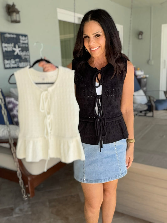 Besos Tie Sweater Vest - 3 colors