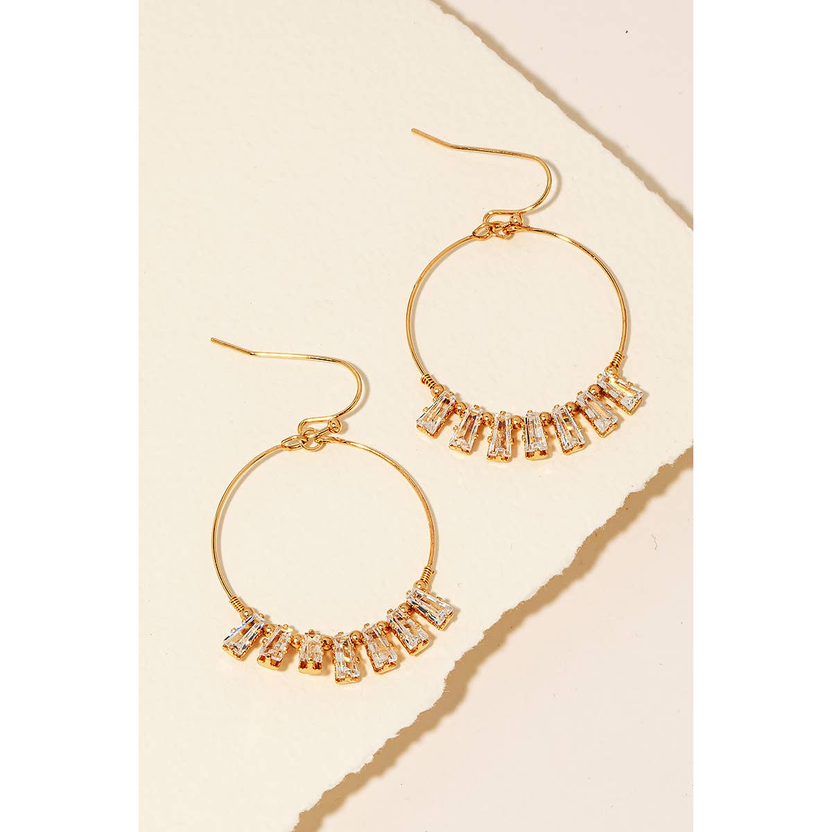 Cubic Zirconia Charms Hoop Drop Earrings - 2 colors