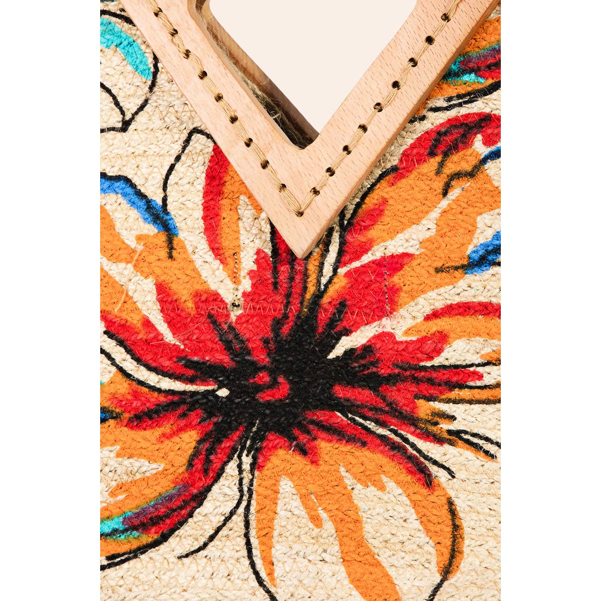 Floral Printed Jute Rectangle Tote Bag
