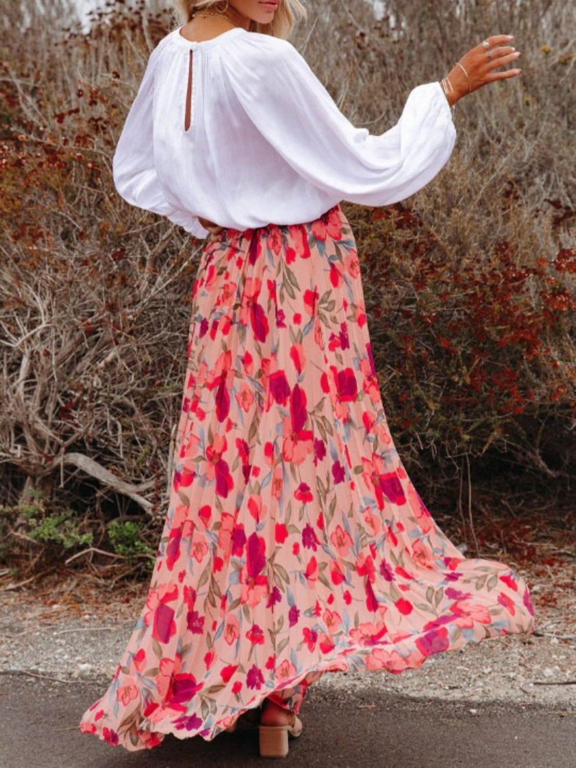 Angelique Floral Pleated Maxi Skirt
