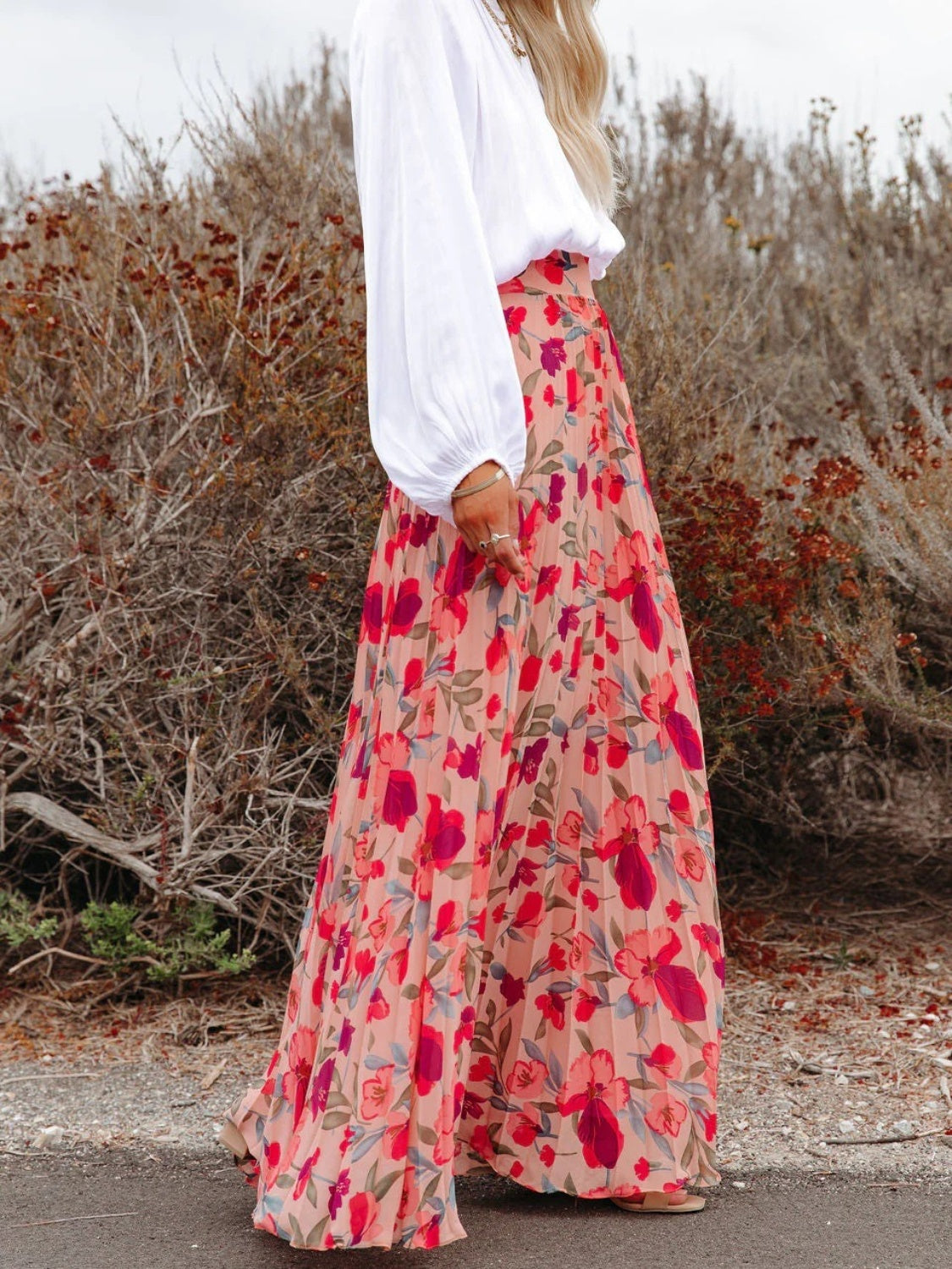 Angelique Floral Pleated Maxi Skirt