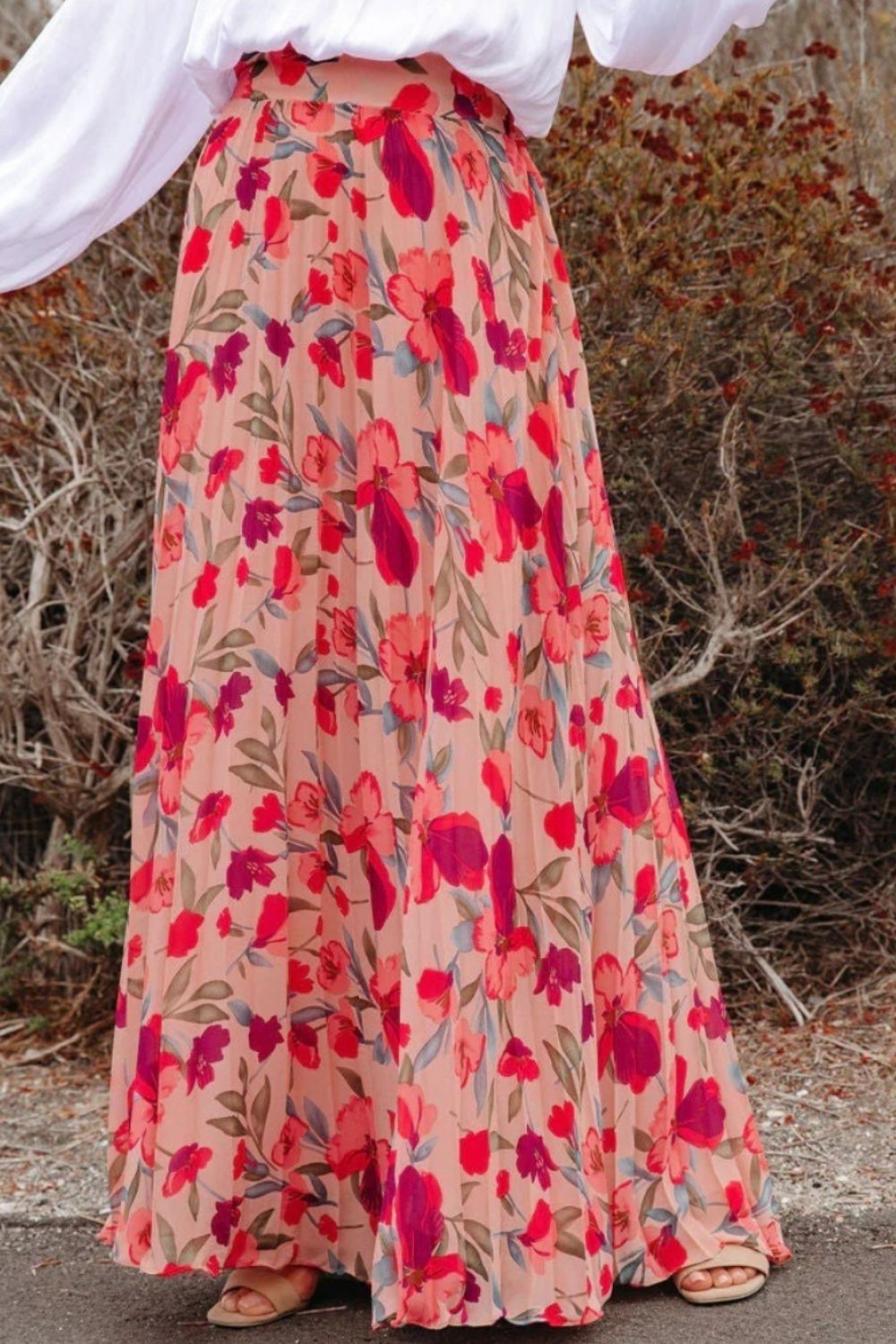 Angelique Floral Pleated Maxi Skirt