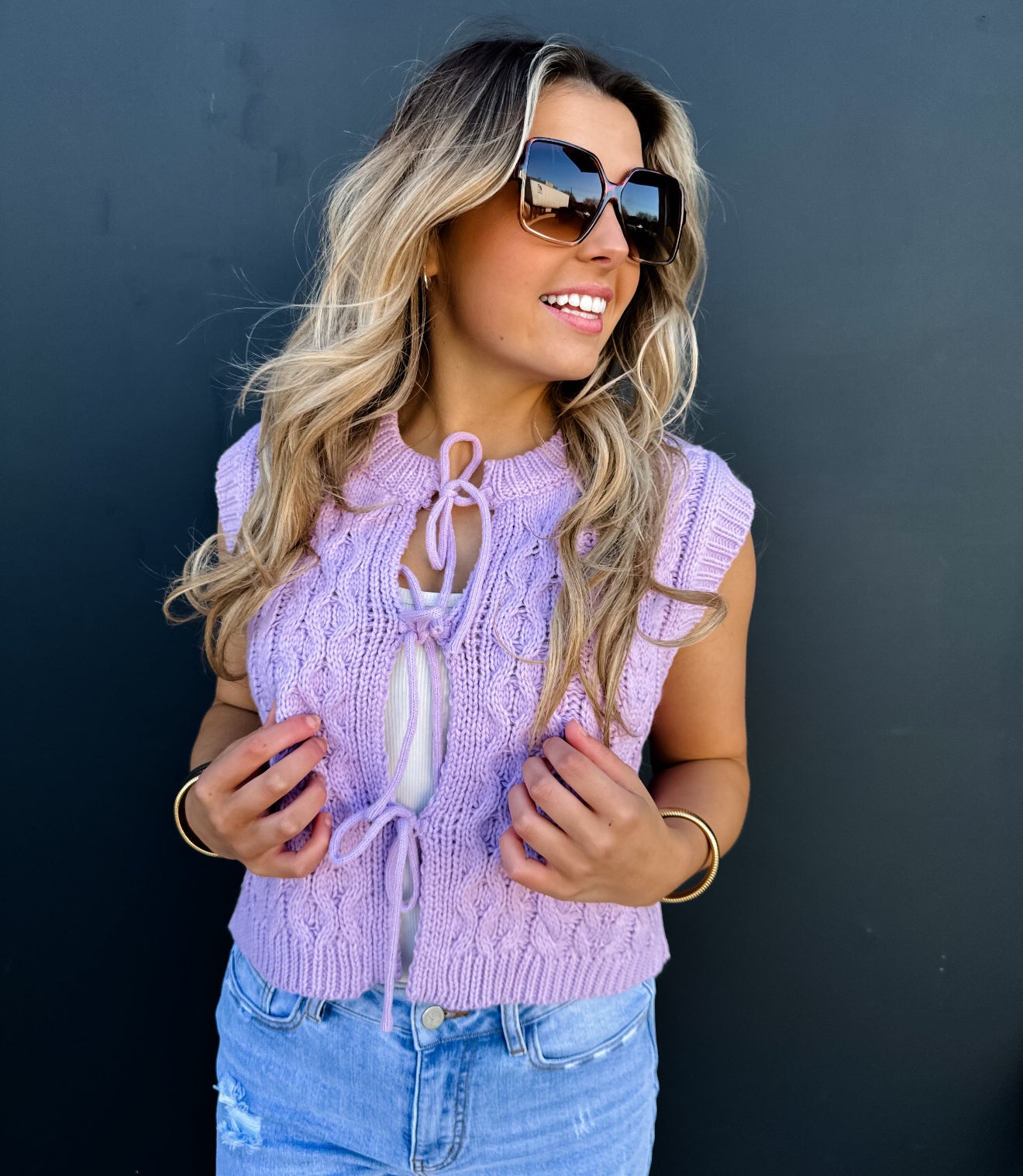 PREORDER - Flora Tie-Front Sweater Vest - 3 colors