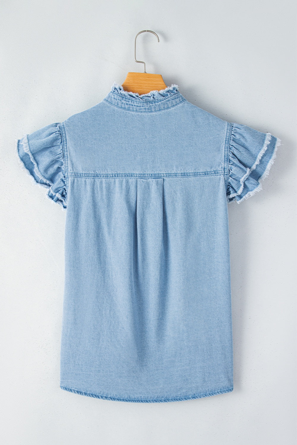 Raw Hem Button Up Cap Sleeve Denim Top - 3 colors