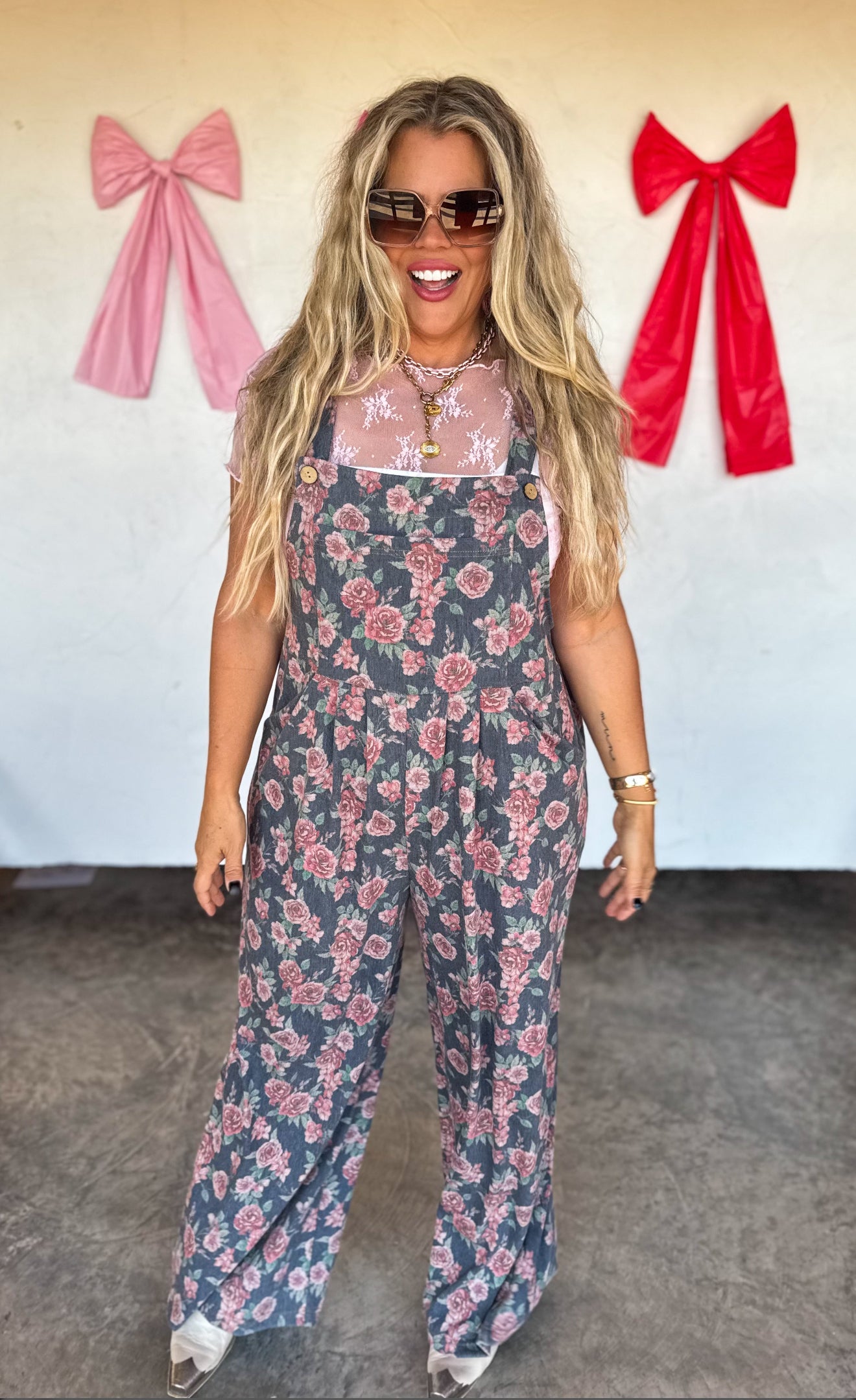 PREORDER - Cassidy Floral Denim Overalls