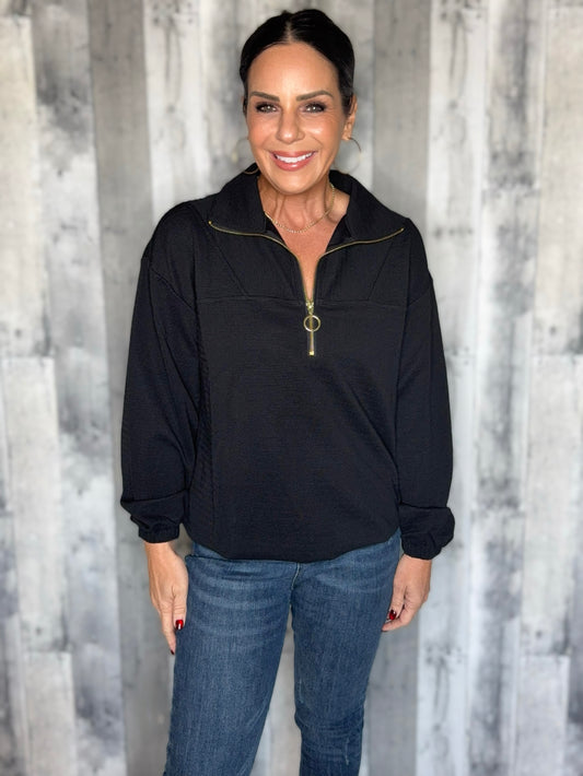 Levi Ribbed Quarter Zip Pullover