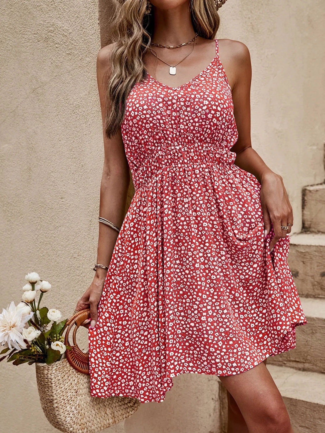 Leona Floral V-Neck Mini Cami Dress - 2 colors