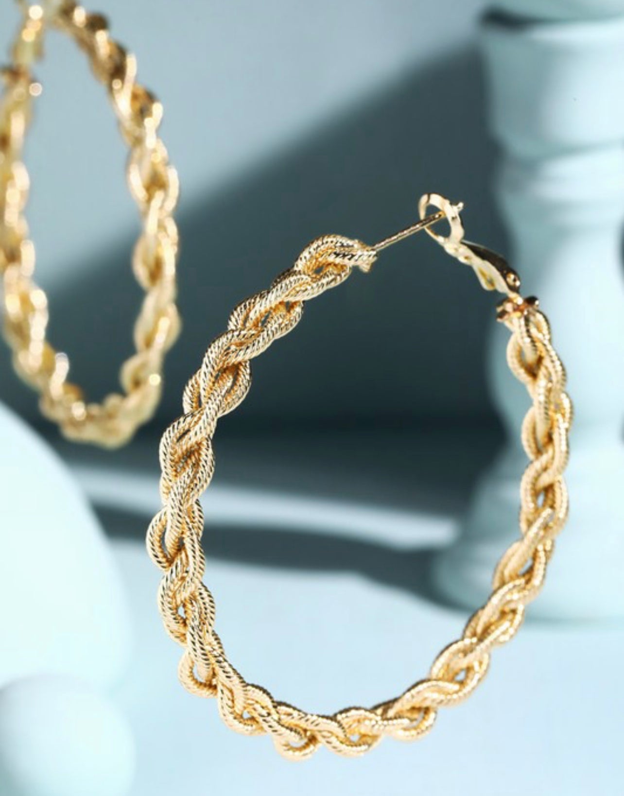 Intertwined Gold Wire Hoop Earrings