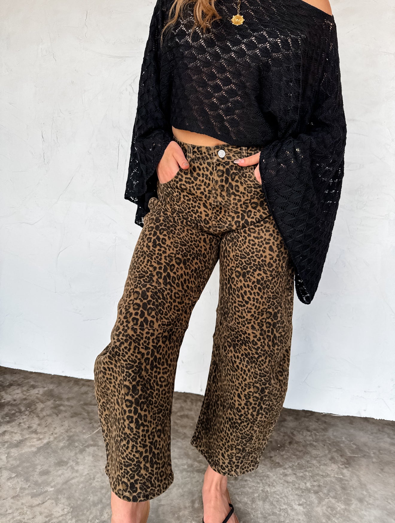 PREORDER - Bex Cheetah Barrel Jeans