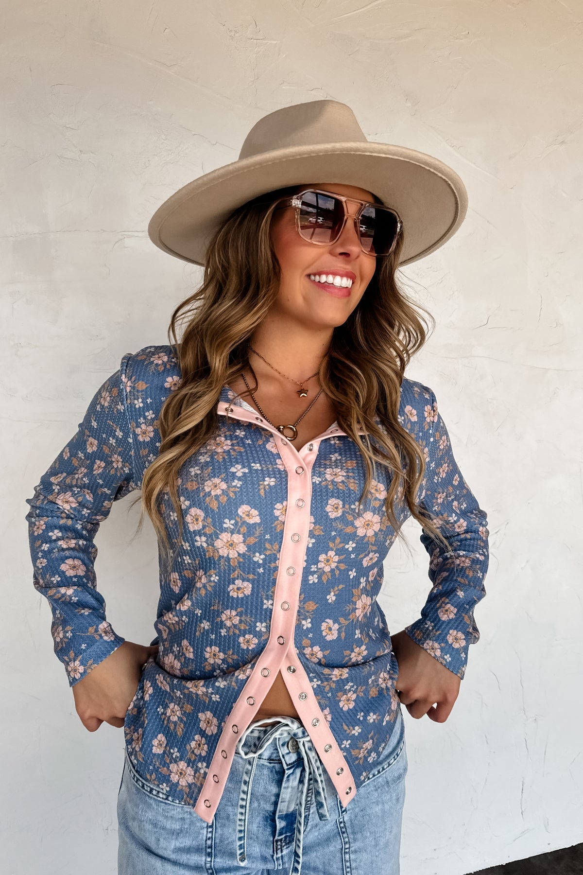 PREORDER - Kori Snap Button Waffle Top - 4 patterns