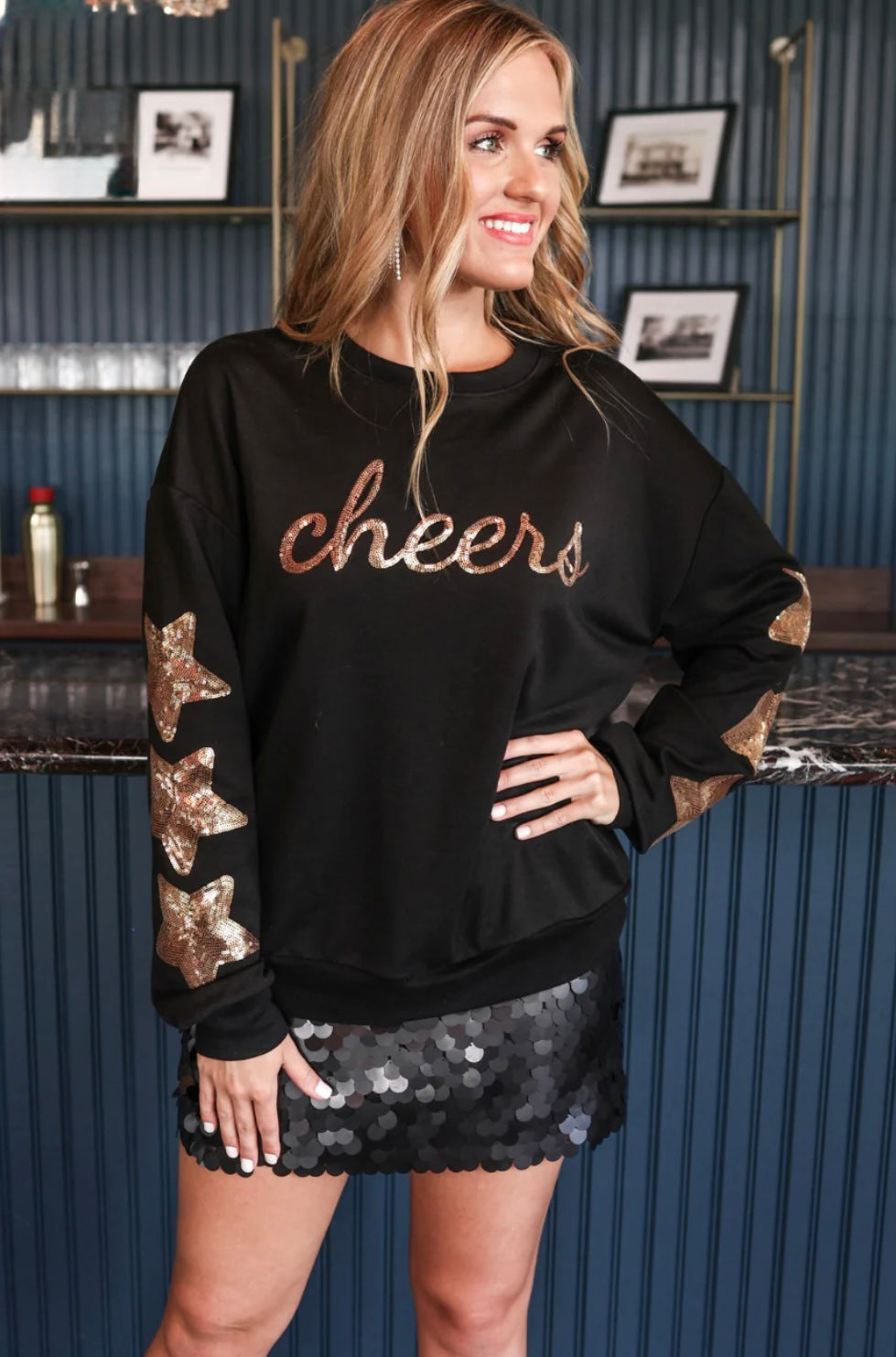 Cheers Sequin Stars Sweatshirt