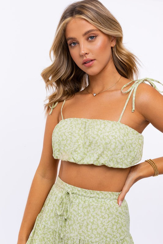 Emersyn Tie Strap Ruched Crop Top