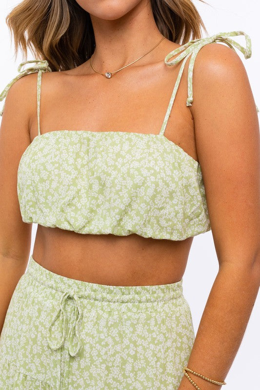 Emersyn Tie Strap Ruched Crop Top