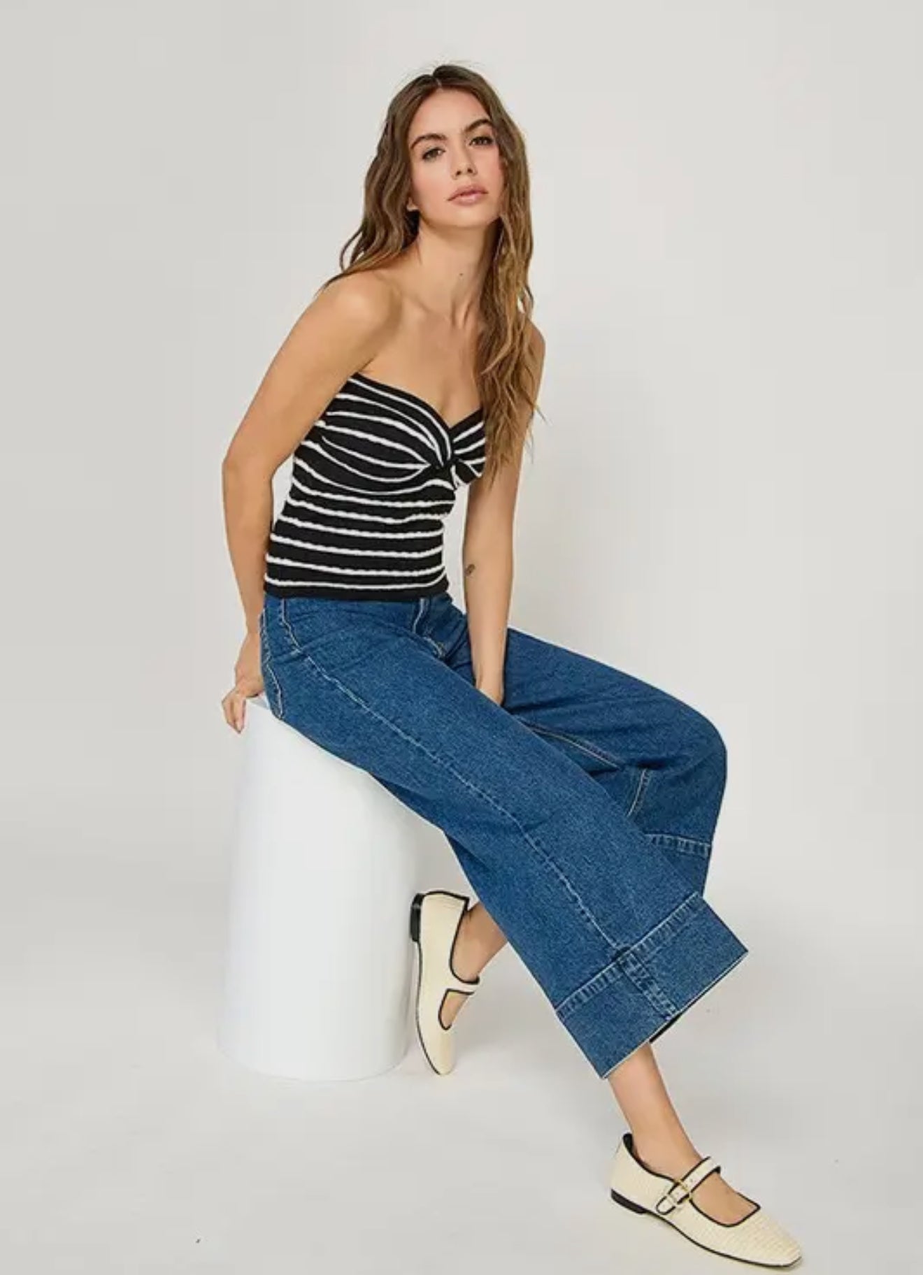 PREORDER - Heather Twist Front Sweater Tube Top - 2 colors