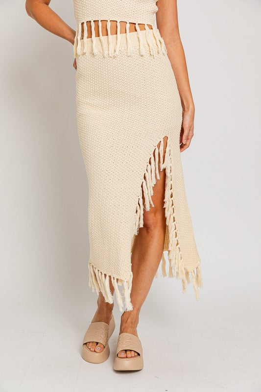 Tabatha Tassel Detail Sweater Midi Skirt - 2 colors