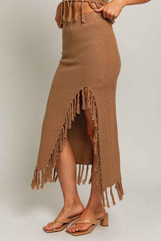 Tabatha Tassel Detail Sweater Midi Skirt - 2 colors